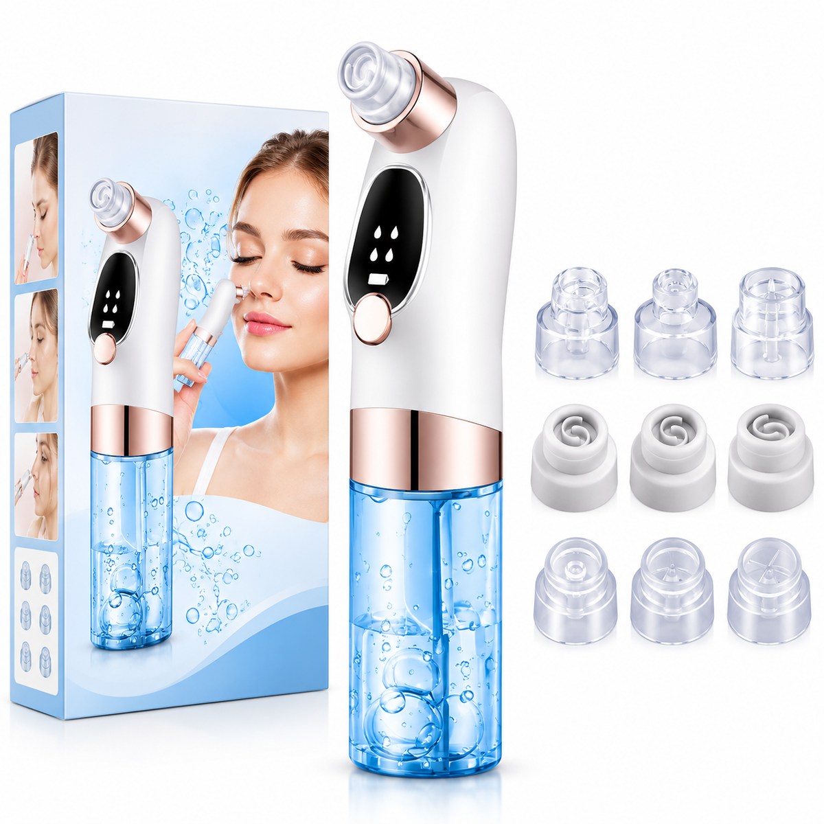 Electric Pore Cleaner & Blackhead Remover | Facial Pore Vacuum with 6 Heads