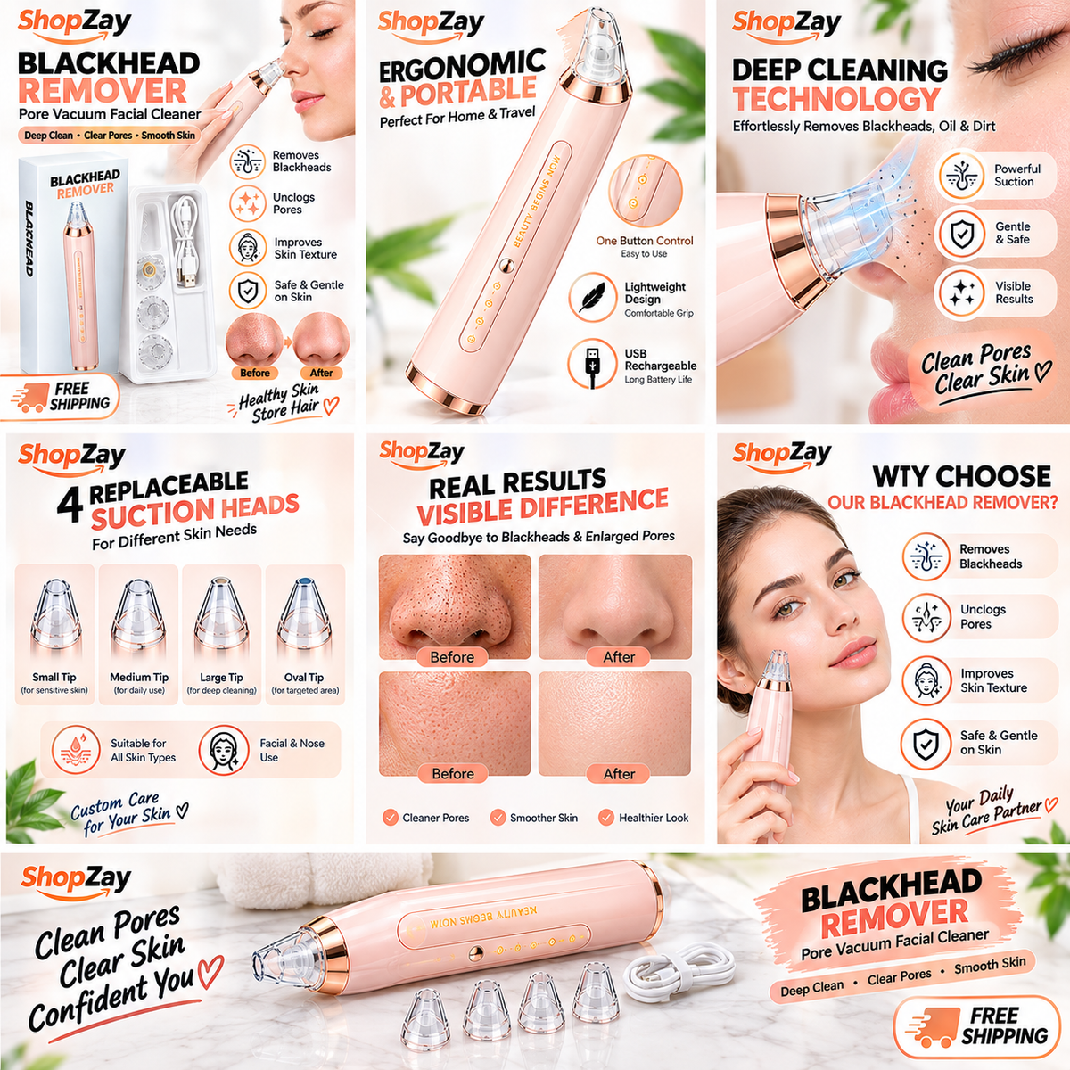 Blackhead Remover Pore Vacuum Facial Cleaner | Deep Pore Cleaning & Blackhead Removal