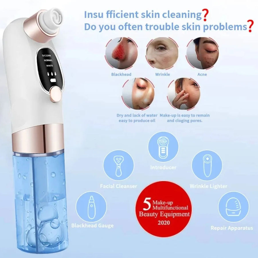 Electric Pore Cleaner & Blackhead Remover | Facial Pore Vacuum with 6 Heads