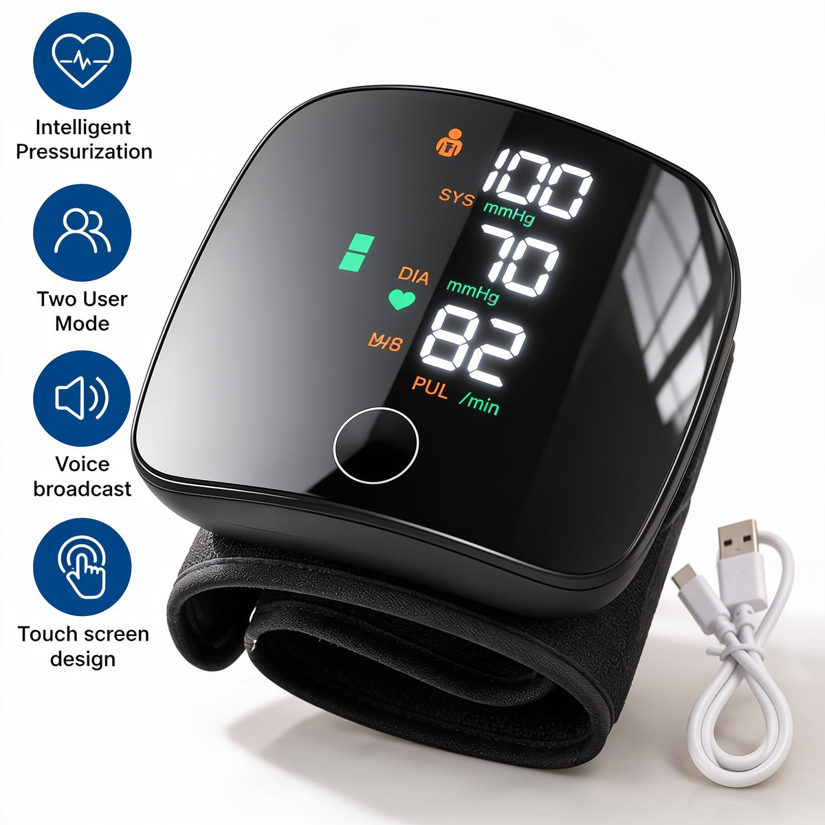 Digital Blood Pressure Monitor Automatic Electric BP Machine Accurate Upper Arm BP & Pulse Monitor