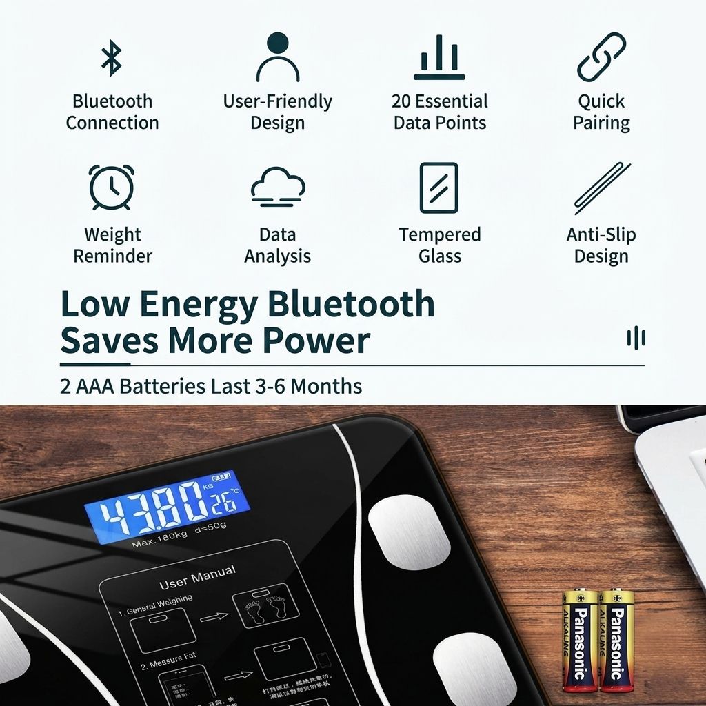 Smart Body Weight Scale – Bluetooth Digital Body Fat & BMI Analyzer